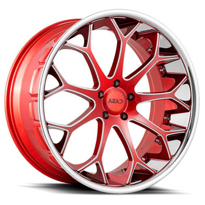 Sentetik Monoblok 2PC 3PC Forge Auto Wheels Candy Red Krom ile Öğütülmüş